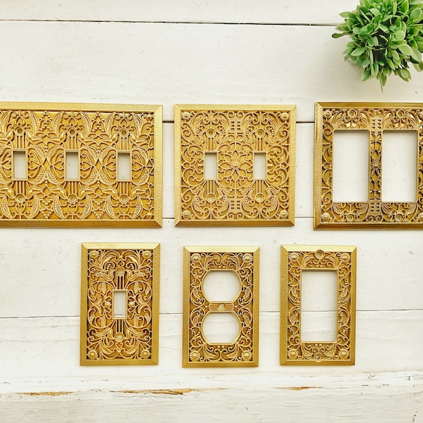 Light Switch Cover 55 Colors Switch Plates, Antique Bronze, HOME Switchplates Outlet Covers Plug , Brass Gold , Rocker GFI , Casita Casa Oro