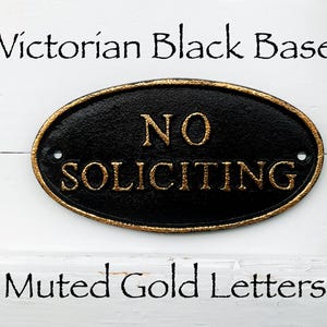 No Soliciting Sign - No Soliciting Small Plaque - Home Signs - Cast Iron Metal Sign , Outdoor Porch, Home Decor Lawn Plaque,Business Privacy