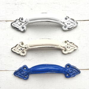Vintage Retro Arrow Style  Solid Brass Cabinet Drawer Handle Pulls, Cobalt Blue,Shabby White Hardware,Creamy Ivory White Metal,Beach Kitchen