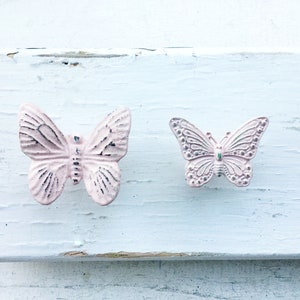 Antique Butterfly Knobs Drawer Knob Dresser , Girls Room , Butterfly Decor , Light Pink Knobs , Spring Home , Decorative Furniture Hardware