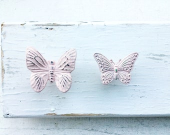 Antique Butterfly Knobs Drawer Knob Dresser , Girls Room , Butterfly Decor , Light Pink Knobs , Spring Home , Decorative Furniture Hardware
