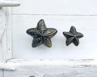 Shabby Chic Distressed Metal Starfish Knob In Florida Coral Metal, Drawer Knob , Beach Knob, Tropical Decor,Nautical Coastal Beachy Decor
