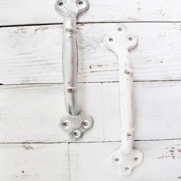 Large Iron Door Pull ,Barn Door Pull,Home Fixtures,Door Handle,Remodel Kitchen Cabinet, Steel Decor,Shabby White, Metallic Decor, Loft Style