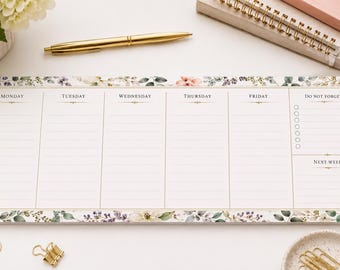 Floral Weekly Planner Notepad – Desk Pad with Monday-Friday Layout, Do Not Forget Section