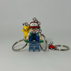 Ash & Pikachu mini figure keychains - Pokemon gift for geek, nerd, friend, partner