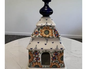 ポーランド陶器 ボレスワヴィエツ教会 茶灯台 灯台 コテージコア 農家