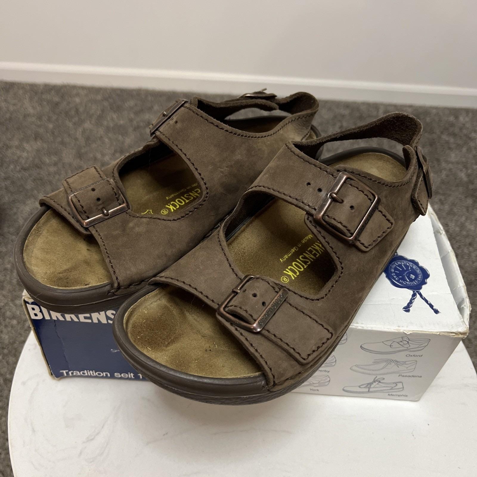 Birkenstock, Birkenstock Nebraska Nubuck Mocha Leather Sandals EU 42 US L11 M9 Germany 90s