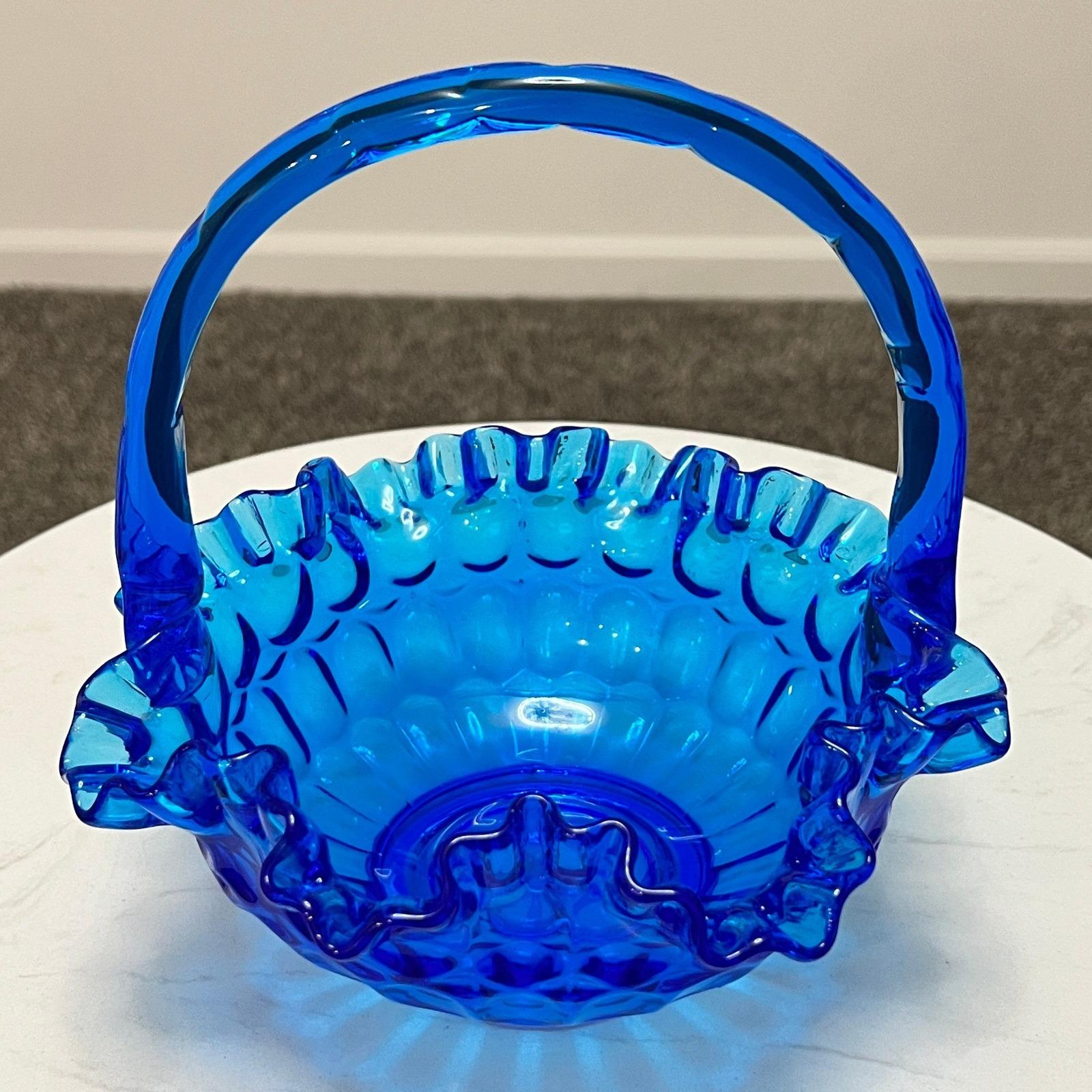 Vintage Fenton Colonial Blue Basket - Etsy
