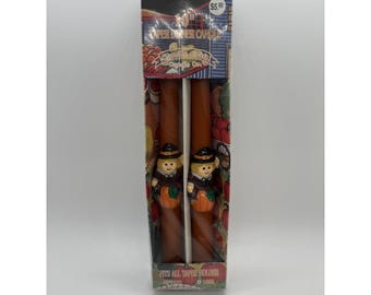 Ensemble de bougies coniques VTG Pilgrim, récolte d'automne, citrouille d'action de grâce, ferme d'automne