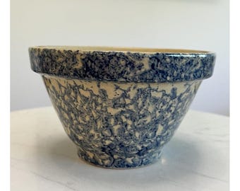 Roseville #700 Robinson Ransbottom 6" Blue Spongeware Small Mixing Bowl 1 Quart