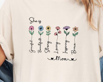 Floral Mama Shirt: Graceful, Strong, Loving, Inspiring, Brave Botanical Tee