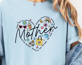 Mama Heart Shirt: Retro Mother's Day Graphic Tee, Comfort Colors Apparel