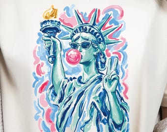 Statue of Liberty Shirt Funny America Tee Patriotic Graphic Shirt USA Independence Top