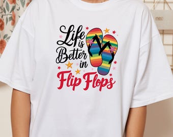 Beach Vacation Shirt, Cute Flip Flops Tee, Tropical Summer Cruise Gift