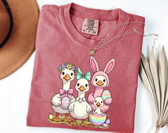 Easter Duck Family Comfort Colors Spring T-Shirt: Bunny Goose Tee