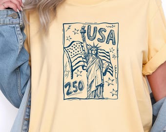 USA 250 T-Shirt, 4th of July Comfort Colors Tee, America Semiquincentennial Gift