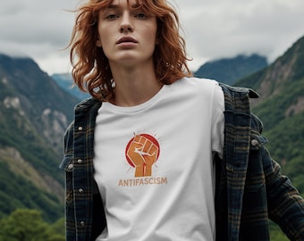 Antifascism Raised Fist Graphic T-Shirt | Social Justice Protest Tee Unisex Cotton Resistance Shirt