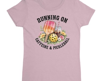 Running on Caffeine and Pickleball Shirt, Funny Pickleball Tee, Coffee Lover Gift, Pickleball Player Shirt