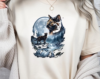 Tortoiseshell Cat Shirt Moon Graphic Tee Tortie Mom Gift