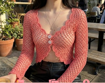 Cardigan Crochet Pattern PDF, Mesh Cardigan Crochet, Easy Crochet Pattern, Crochet Summer Top Pattern, Mesh Crop Cardigan, Crochet Sweater