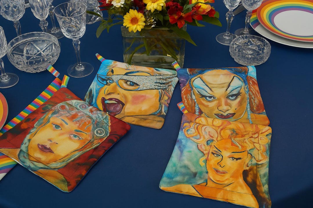 Divine Baltimore's Drag Queen Set of 4 Pot Holders Original Art by ...