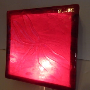 Large Fused Art Glass Night Light Wall Sconce Art Glass Luminary Lucky &quot;Dragonfly&quot; Handcrafted 1 of Kind, Signed by Artist