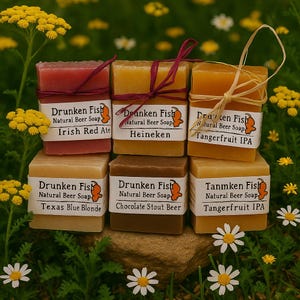Handmade Organic Vegan Beer Soap Bars 4oz Each - Cold Process - All Natural Scents - Perfect Gift for any Beer Lovers