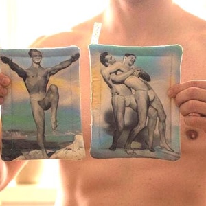 Masterpiece Men: Art History Pot Holders (Set of 2) Double Insulated Muscle Men AMG Art Deco Buff Beefcake Gay Physique Bob Mizer