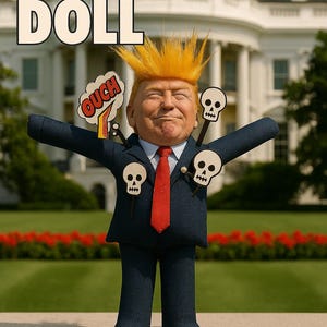 Trump Voodoo Doll: Handmade Political Gag Gift with 3 Skull Pins