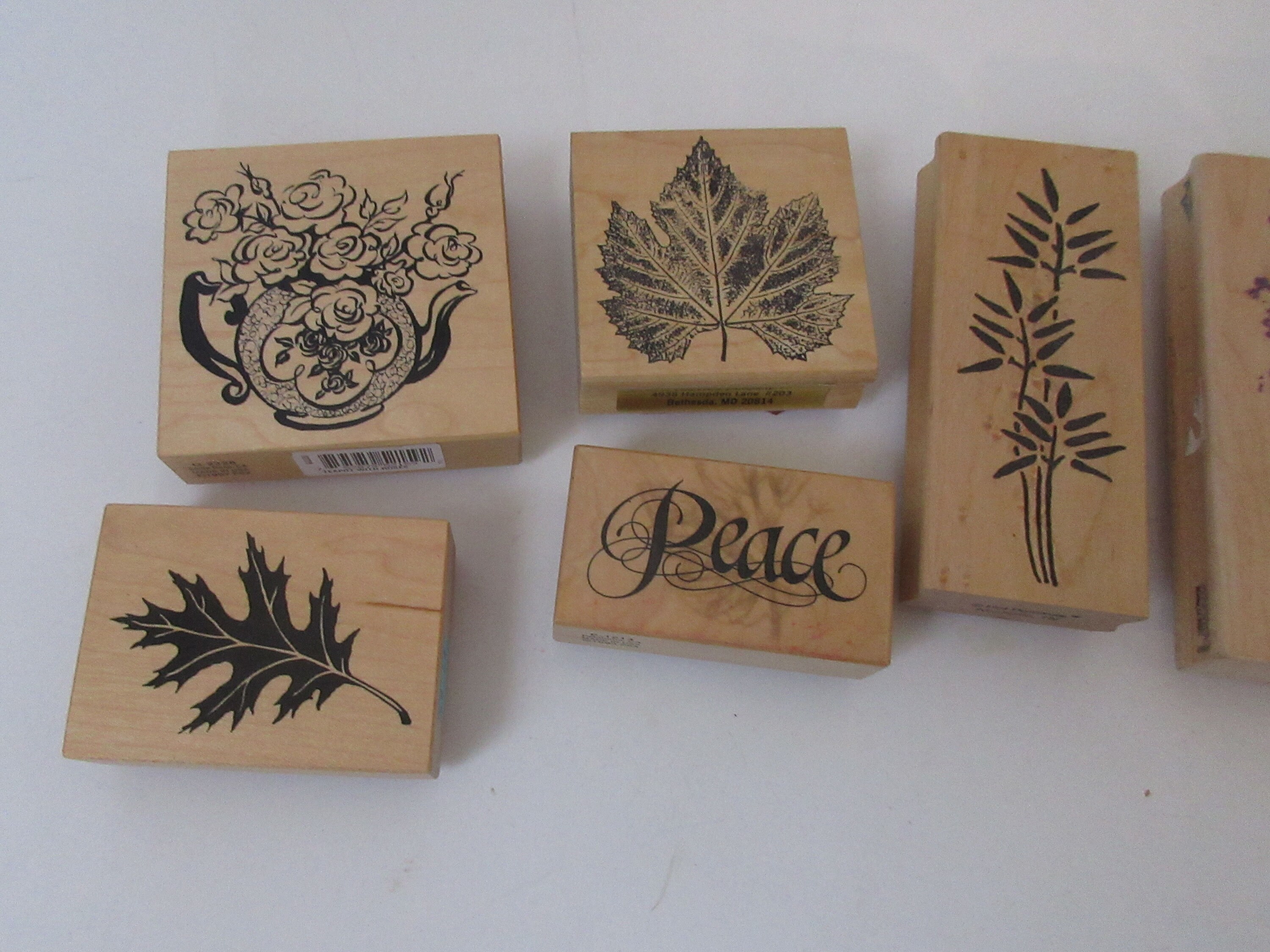 Set of 10 Large Rubber Stamp Blocks Scrapbooking Cardmaking Custom Wood