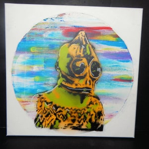 Original Pop Graffiti Spray Paint and acrylic paint Saturday Morning Cartoons Slestak Size is 12&quot; x 12&quot; square.