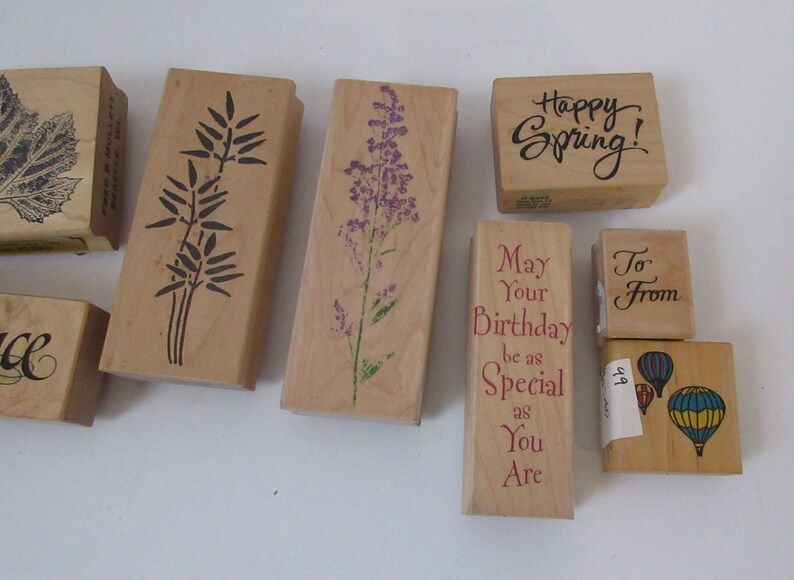 Set of 10 Large Rubber Stamp Blocks Scrapbooking Cardmaking Custom Wood