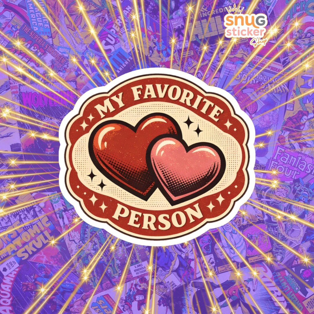 My Favorite Person Sticker, Retro Label Heart Vinyl Sticker, Vintage ...