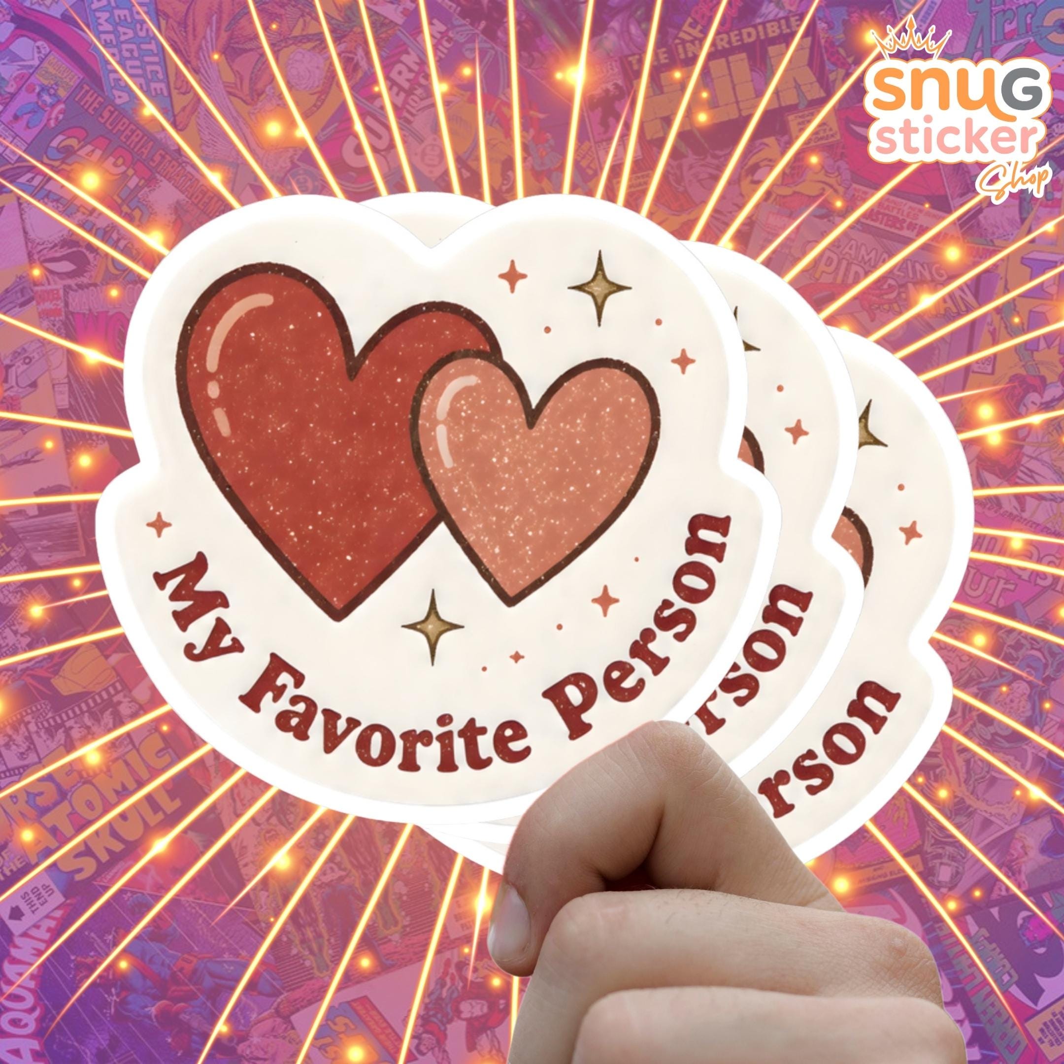 My Favorite Person Sticker, Vintage Hearts Vinyl Sticker, Neutral ...