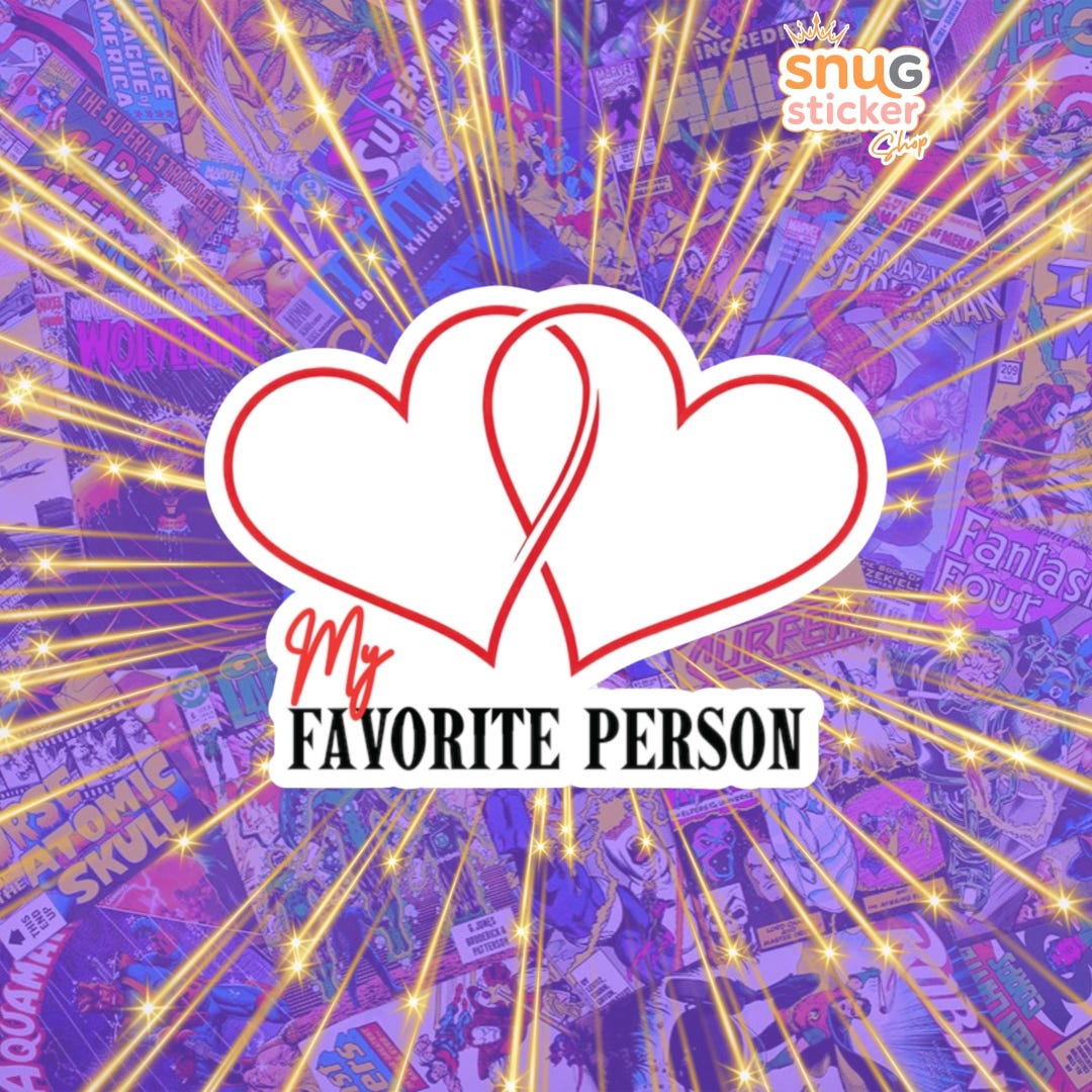 My Favorite Person Sticker, Interlocking Hearts Vinyl Decal, Minimal ...