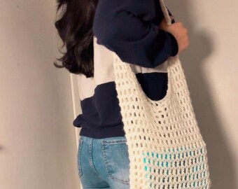 Cabas en maille crochetée