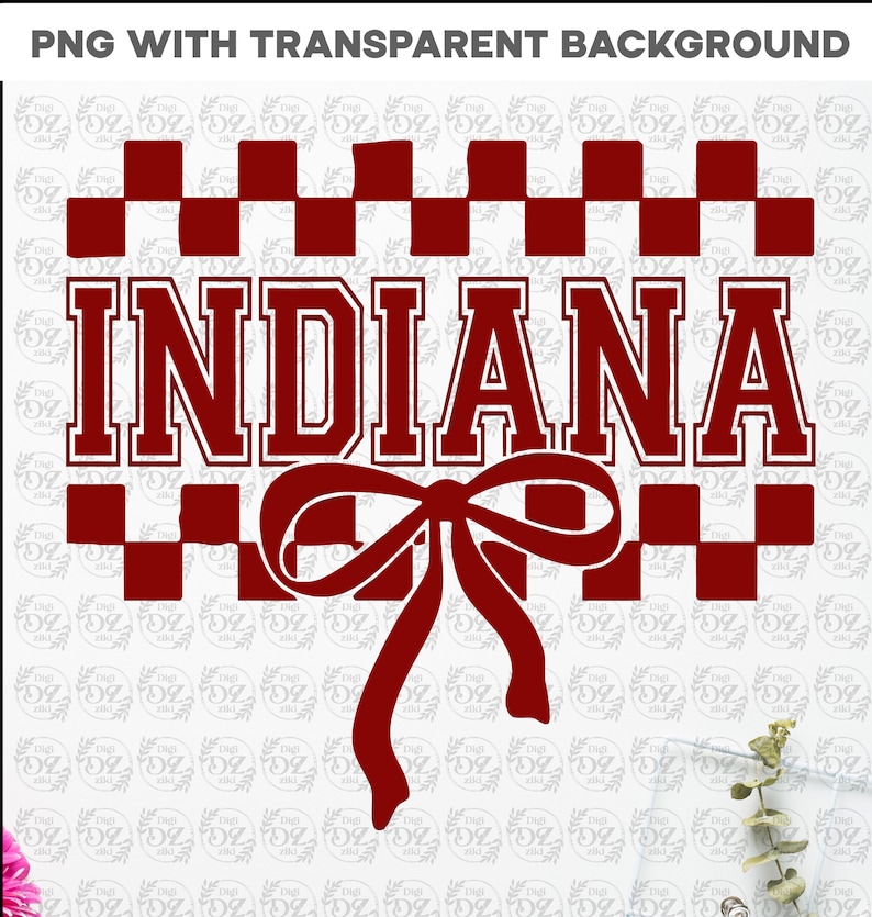 Indiana Graphics Red Indiana Coquette Bow Logo Png College Sport Style Shirt Design - Etsy