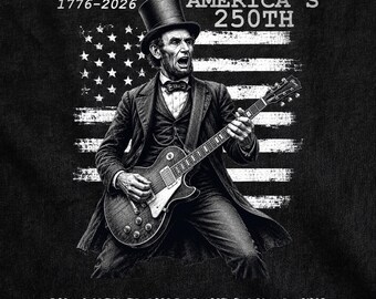 Abraham Lincoln jouant de la guitare (PNG) : Drapeau américain patriotique (Téléchargement numérique)
