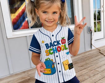 Personalisierte Zurück in der Schule Jersey, Baseball-Shirt mit benutzerdefiniertem Namen für Kinder, Schulanfang-Outfit, Schulgeist Jersey, Studentengeschenk