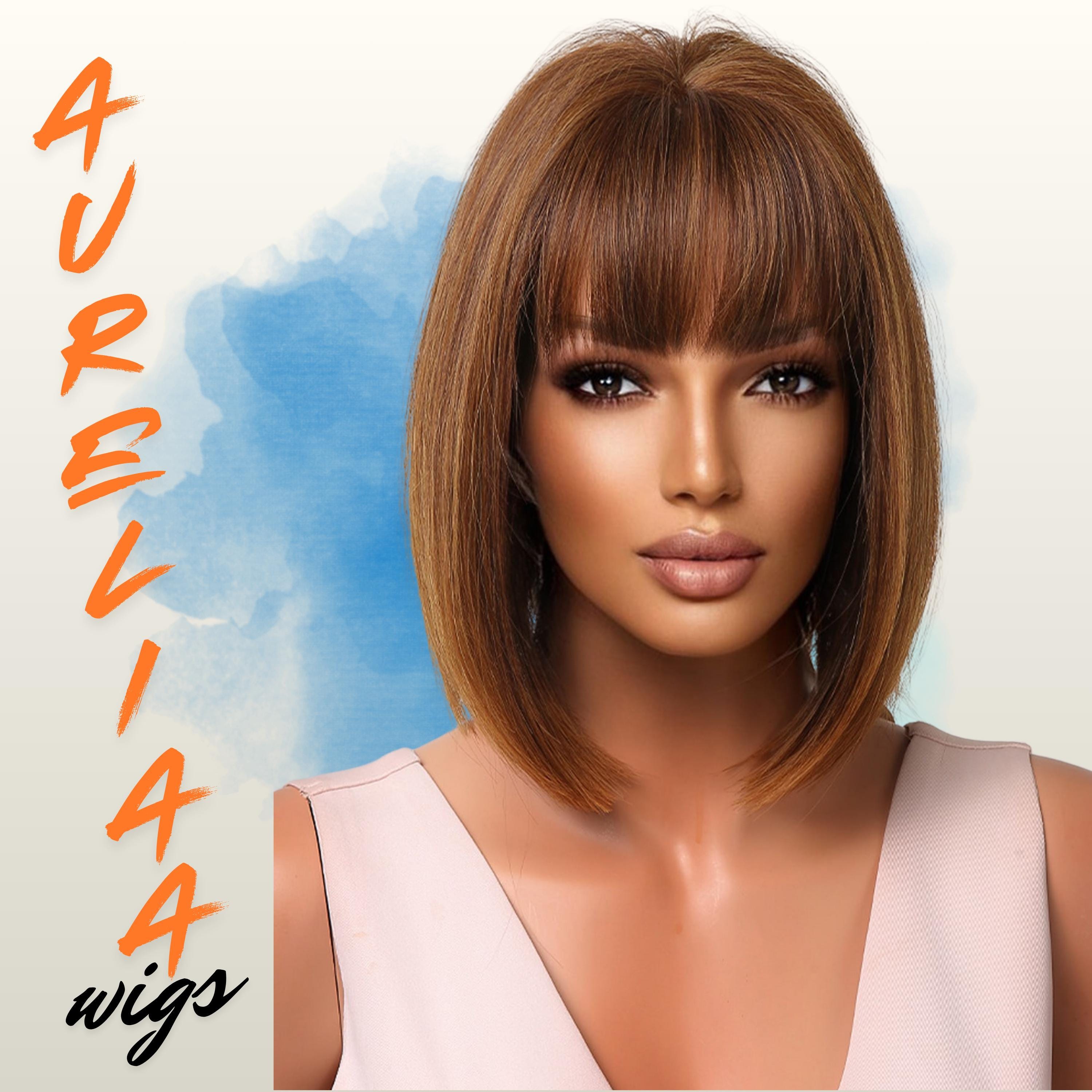 ANJE” CHESTNUT BROWN 6” FUNKY SHORT  full cap wig Amazon.com: ANOGOL Hair Cap + Short Brown Curly Wig Men with  main image 2