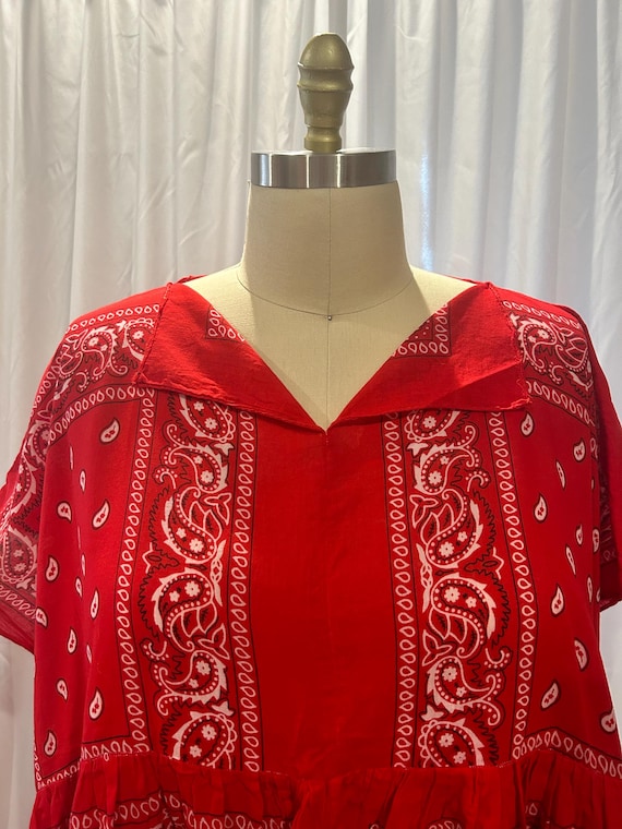 plus size red bandana dress Plus Size handmade red bandana dress-100% cotton, short dolman sleeve, v  neck opening, mid calf length-fits sizes 2X-5X