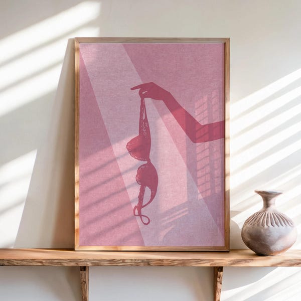 Lingerie Silhouette Wall Art, Sensual Feminine Boudoir Print, Minimalist Lace Bra Poster, Moody Chic Woman Decor, Lesbian WLW Bedroom Gift