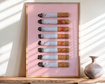 Lipstick Cigarette Butts Print, Trendy Vintage Grunge Decor, Trendy Feminine Illustration, Minimalist Pop Art, Empowering Feminist Poster