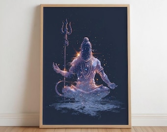 Hindu God Wall Art: Shiva Meditating - Abstract Divine Decor - Indian Lord Shiva Printable (Digital)