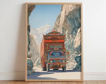Pakistan Truck Wall Art - Pakistani Decor - Mountains & Karachi - Desi Gift - South Asian poster (Digital)