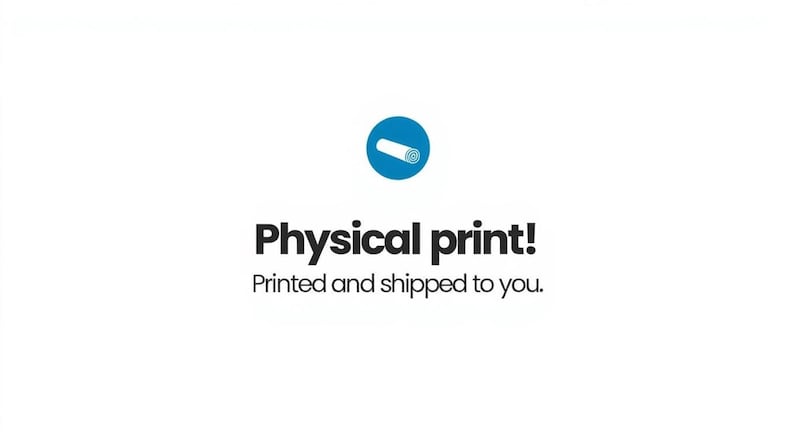 Physical print notice for Filipino Tinikling Art Print, graphic placeholder stating printed and shipped to you