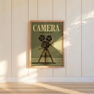 Cinema Wall Art Set of 3, Retro Movie Poster Triptych, Vintage Film Decor, Classic Theater Room Prints, Mid Century Home Theater Posters