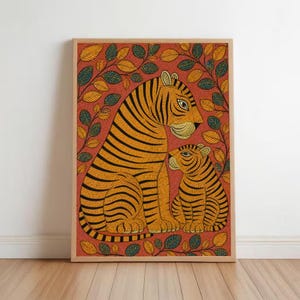 インドの細密画：鹿と女性、自然アート（10.5x13.5インチ） - Etsy 日本