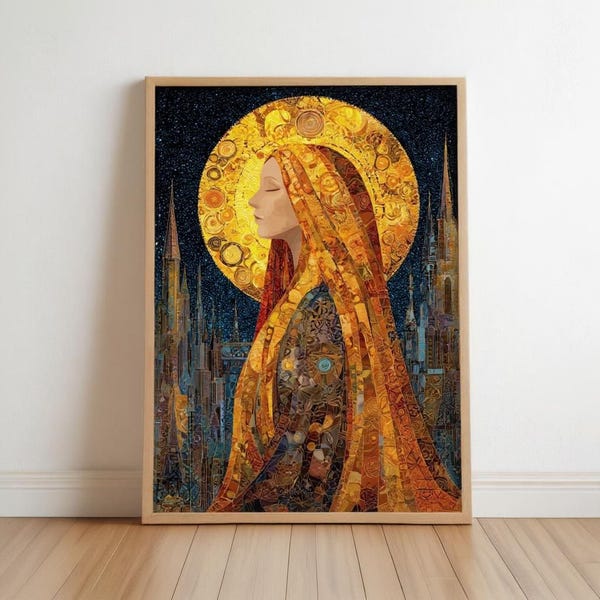 Poster mit dem Bild der Heiligen Maria Magdalena – Religiöse christliche Wandkunst, katholisches Jugendstil-Porträt der Jungfrau Maria für die Heimdekoration (DRUCK)