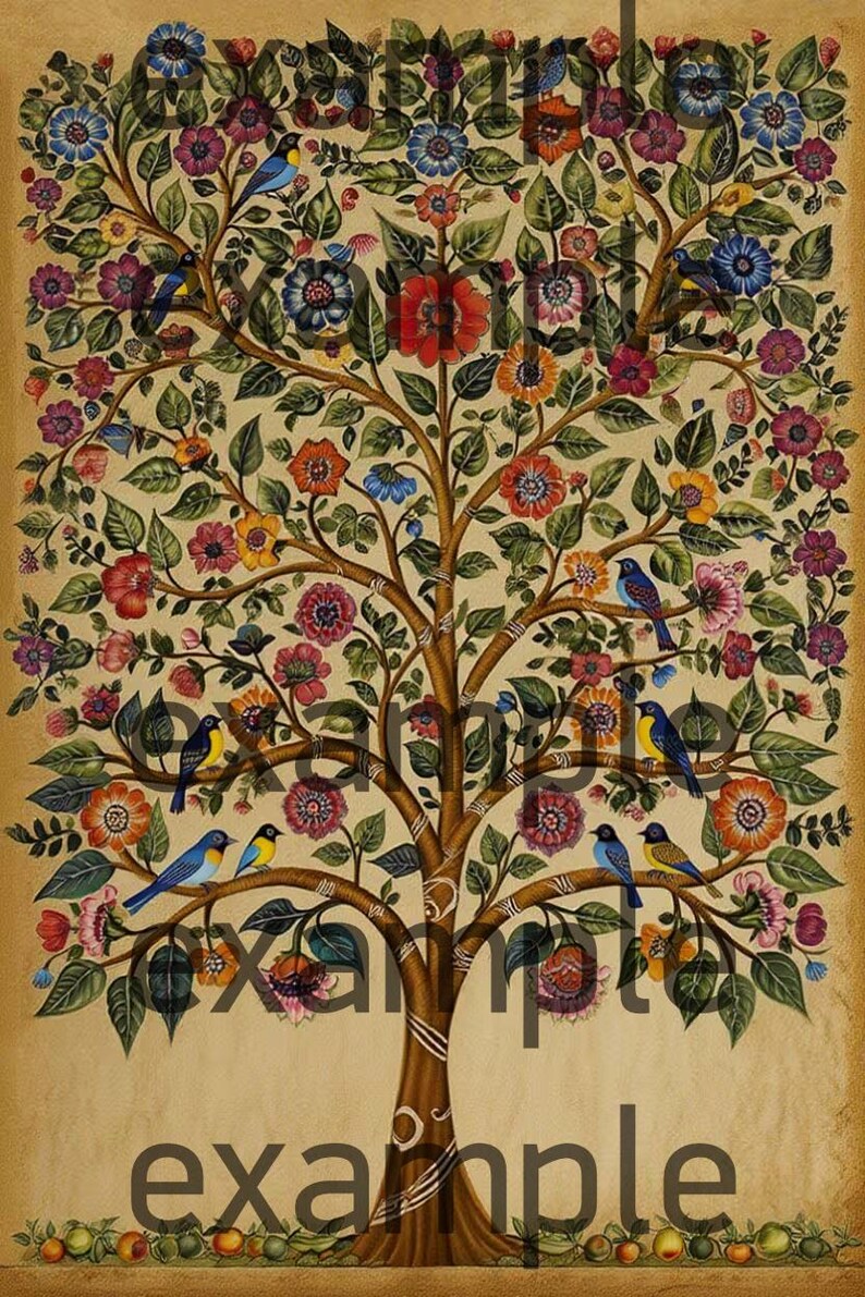 Tree of Life Pichwai Painting – Indian Folk Art Poster Print (digital ...